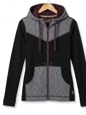 SMARTWOOL Women's Black and Gray Hooded Zip-Up Jacket
